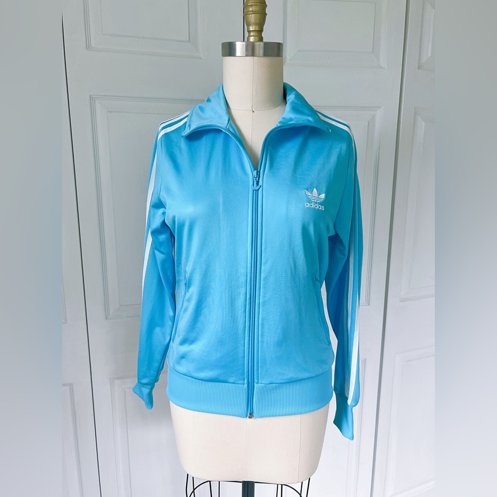 Adidas Firebird Superstar Track Jacket E16496 in Light Aqua/White